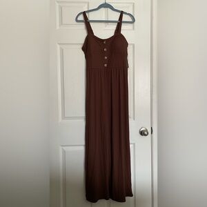 Brown Button Jumper Pantsuit NWT large (11-13) has padding and adjustable straps
